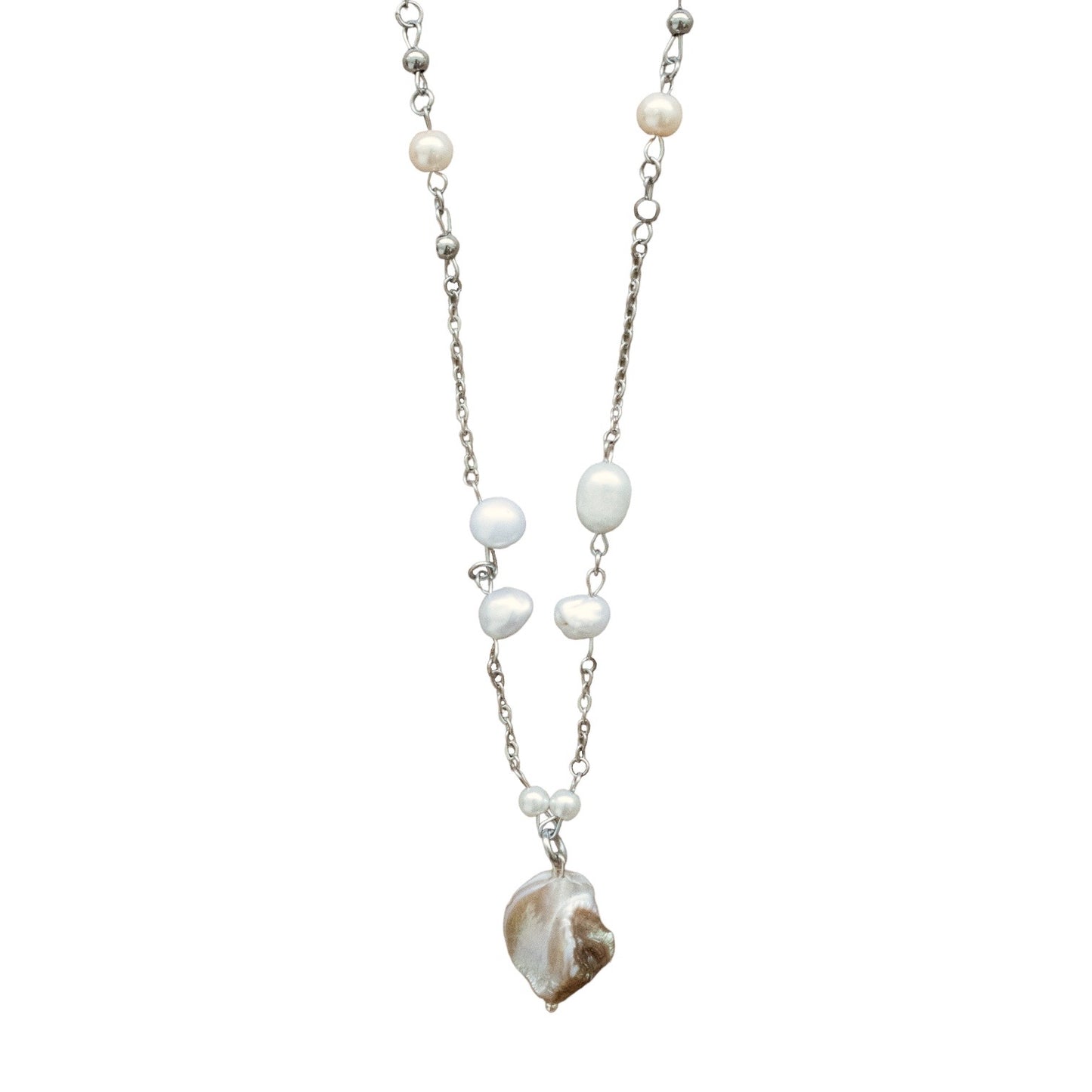 PEARL SHELL CHAINED NECKLACE